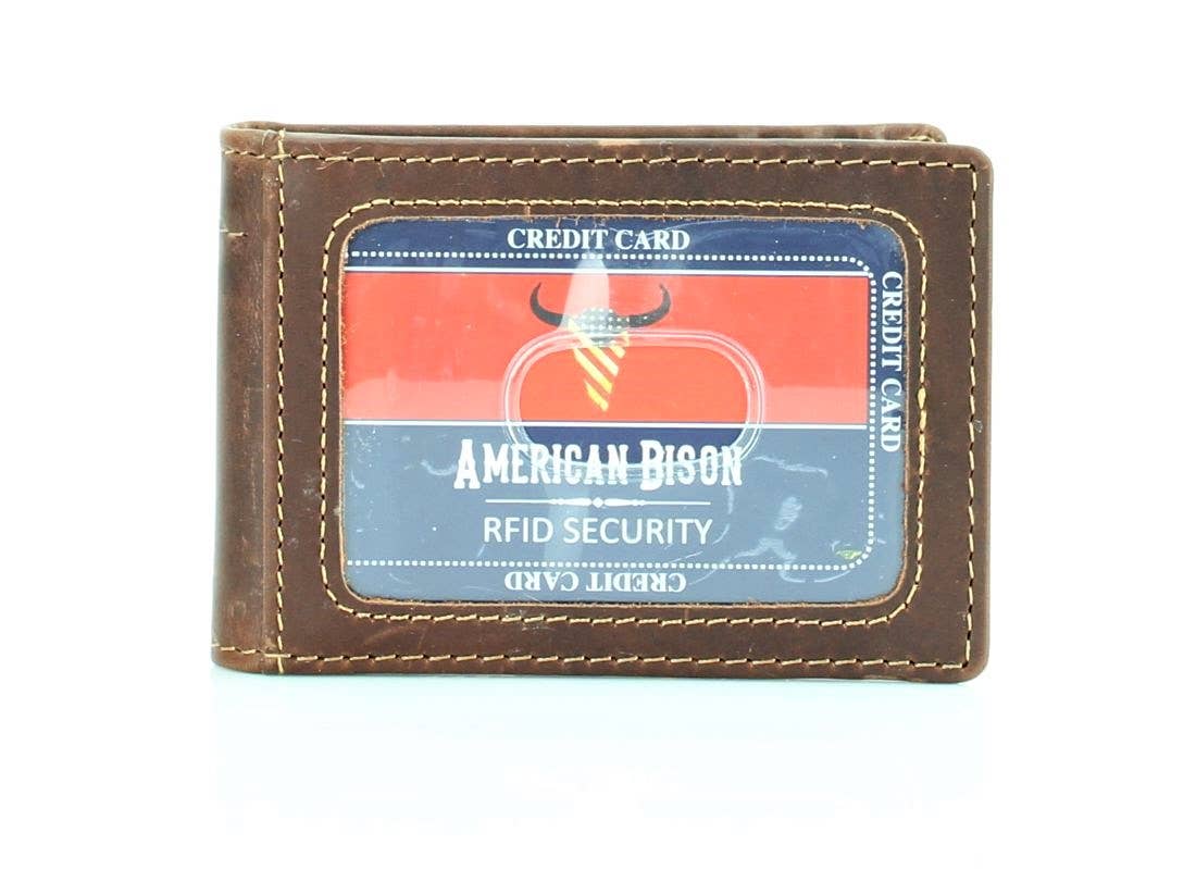 American Bison Bifold Money Clip Card Case