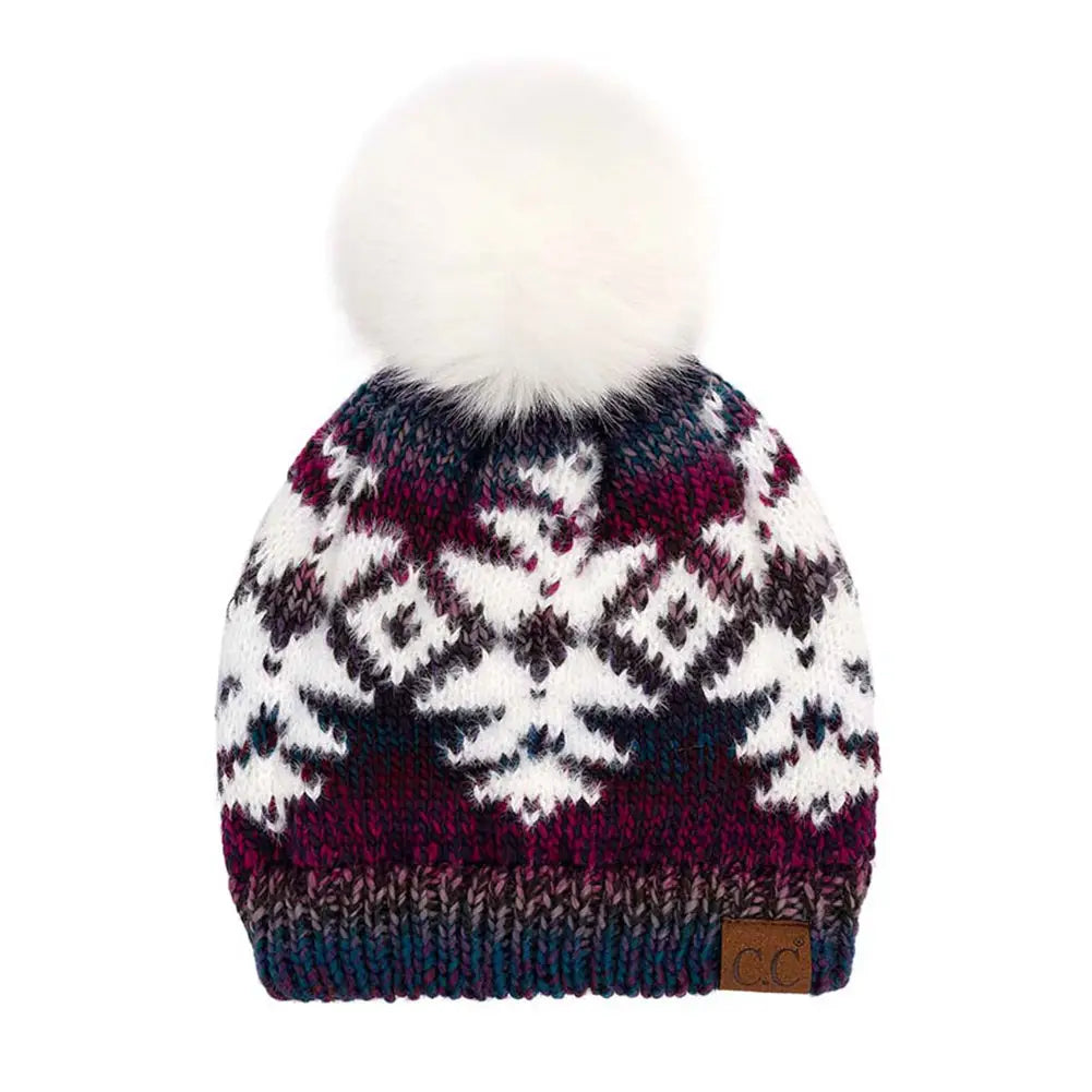 C.C Multi Yarn Aztec Print Beanie