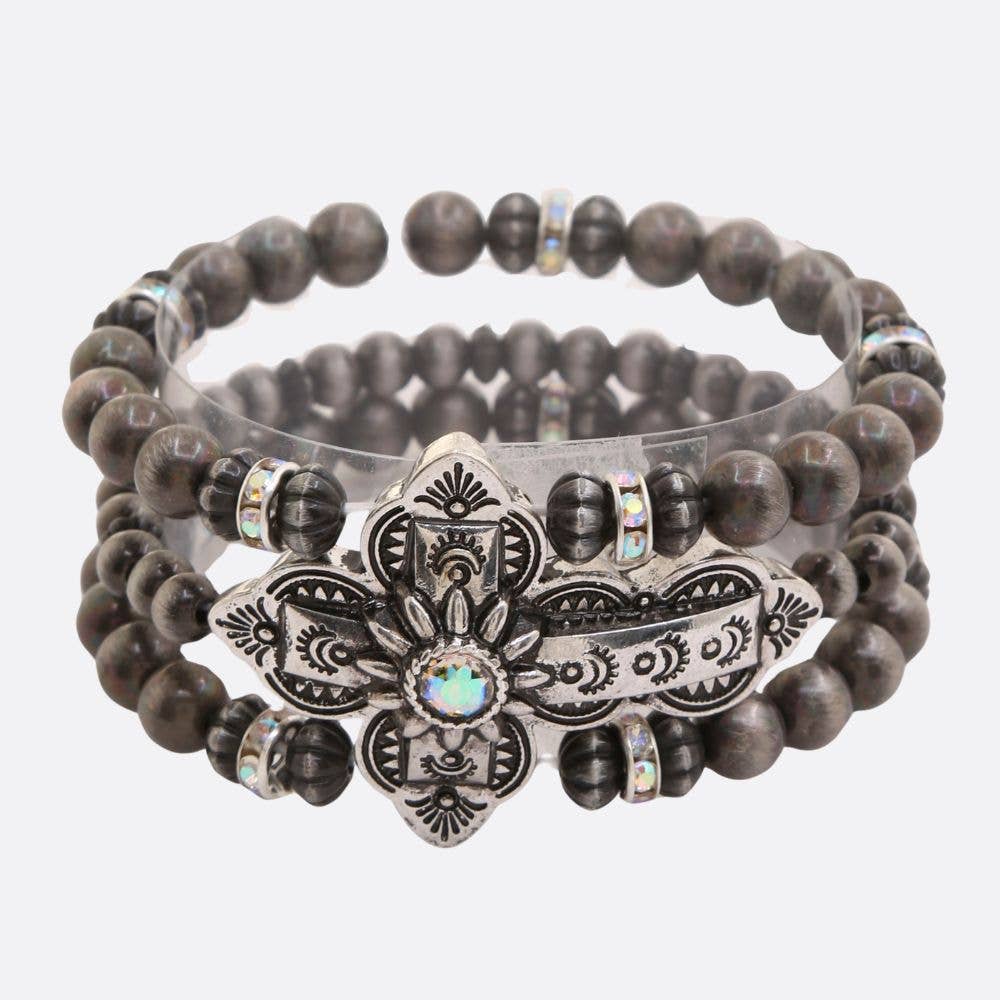 WESTERN STYLE CROSS BEADED BRACELET SET