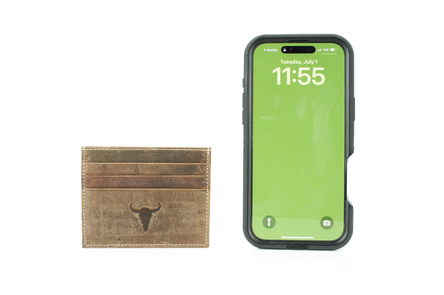 Men’s Credit Card Holder with Bison Skull