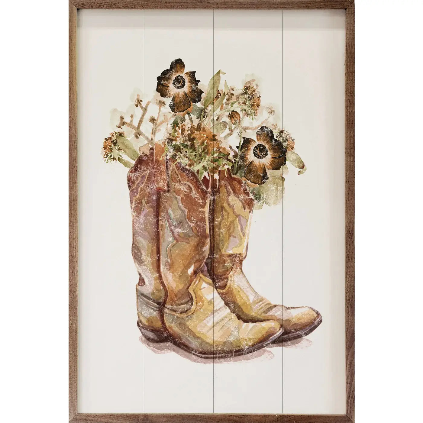 Boots & Flowers Wood Wall Art