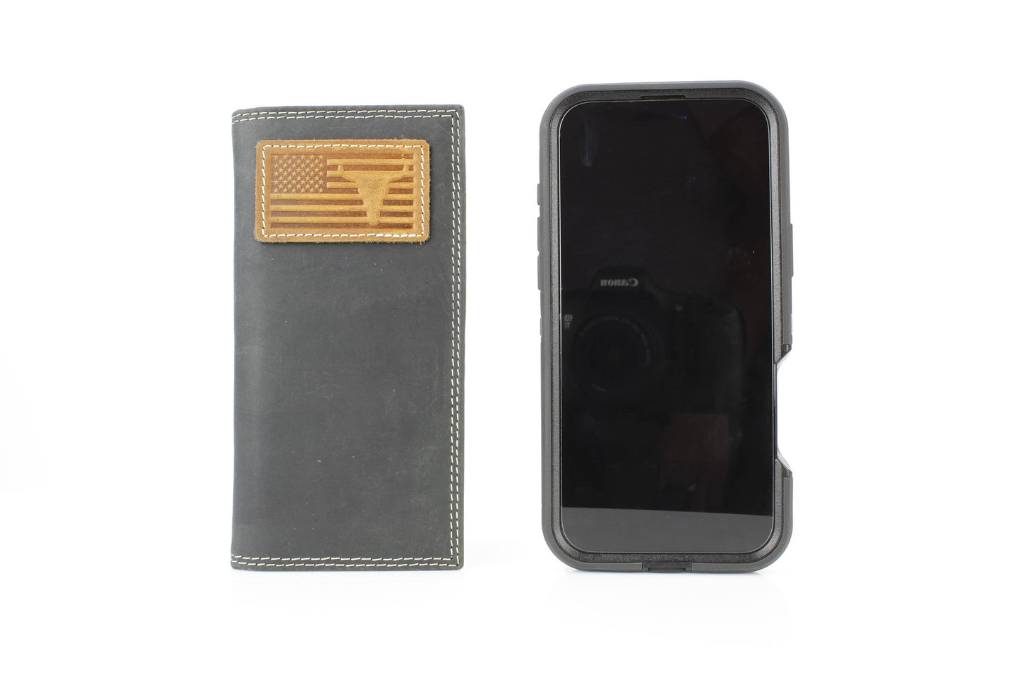 Rodeo Wallet with Flag & Bison Skull