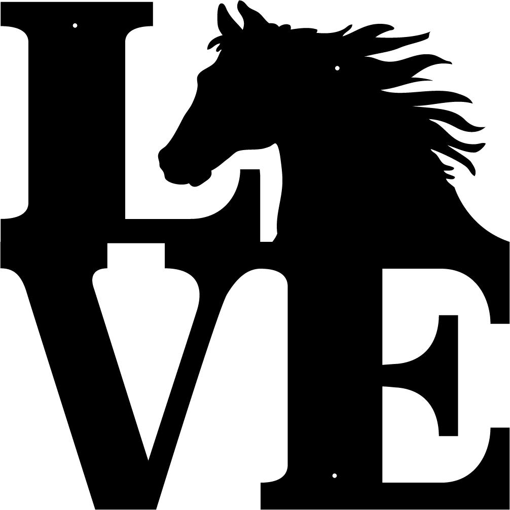 RUSTIC METAL HORSE LOVE SQUARE SIGN