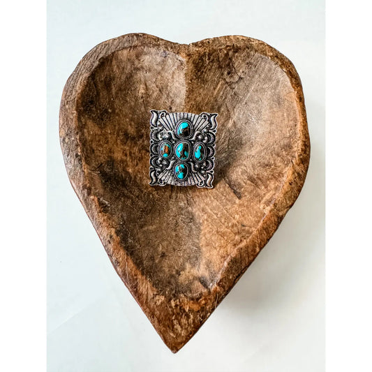 Western Texture Cuff Adjustable Ring