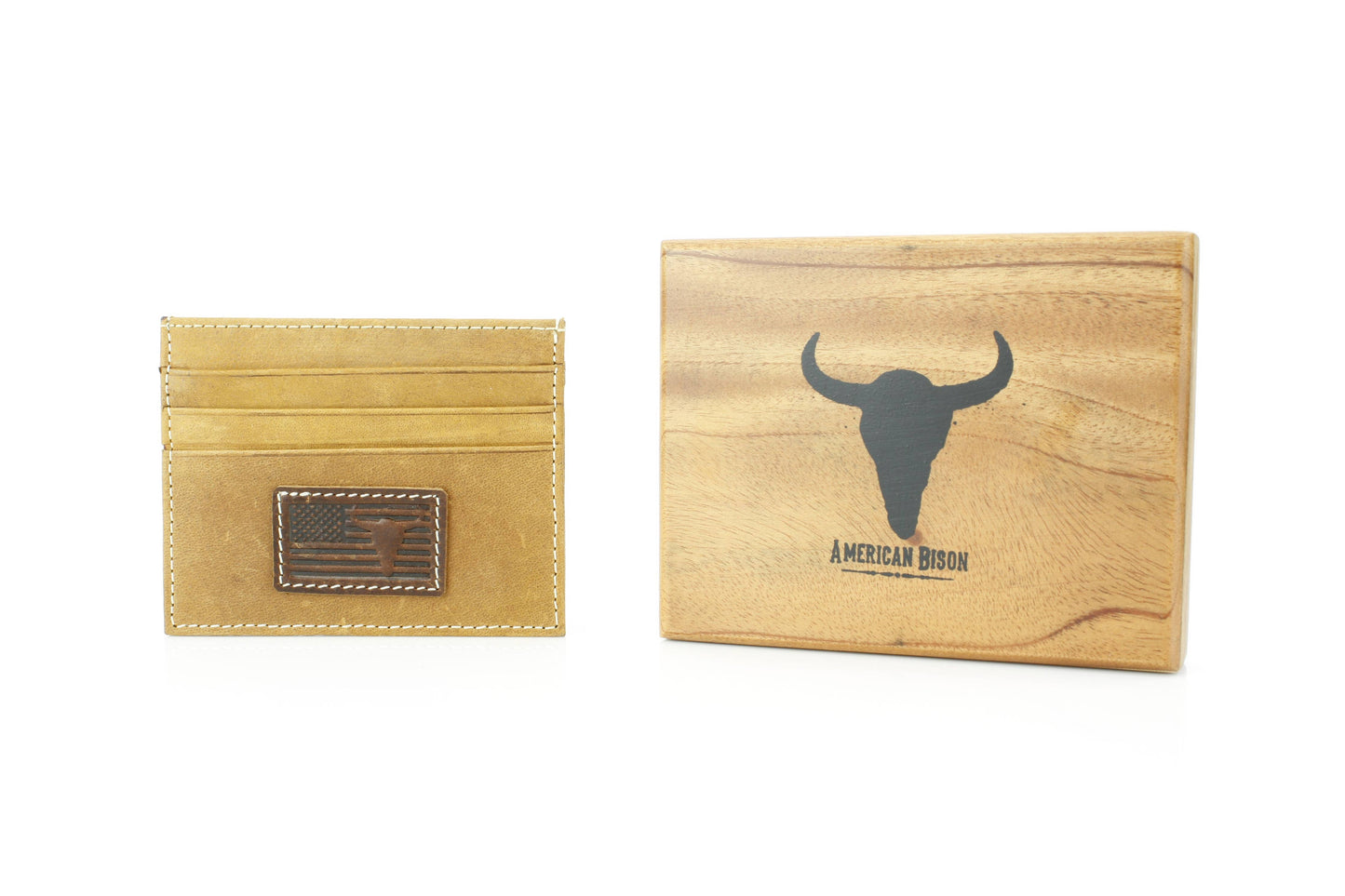 Credit Card Holder with Flag & Bison Skull