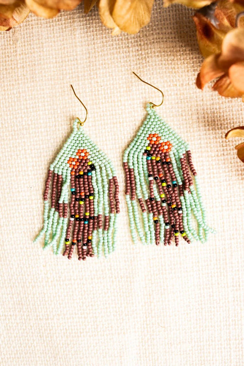 Cactus Grove Multi Seed Bead Fringe Earrings