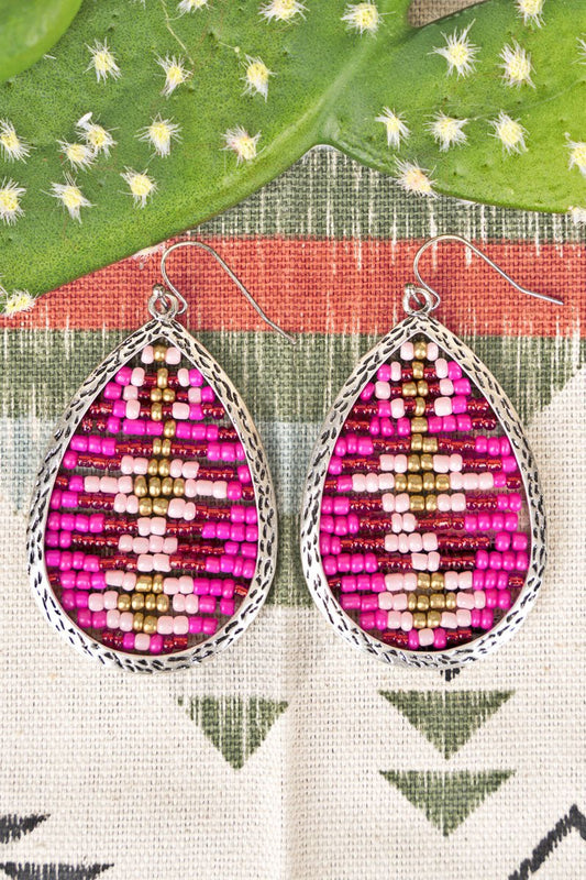 Fuchsia Lynbrook Teardrop Seed Bead Earrings