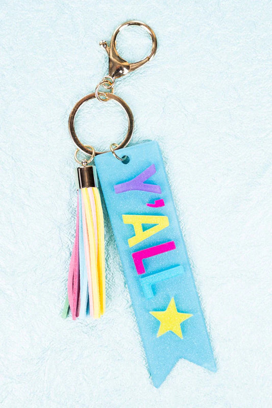 Turquoise "Y'ALL" Acrylic Keychain