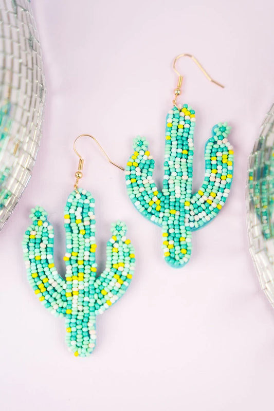 Turquoise Cass City Cactus Seed Bead Earrings