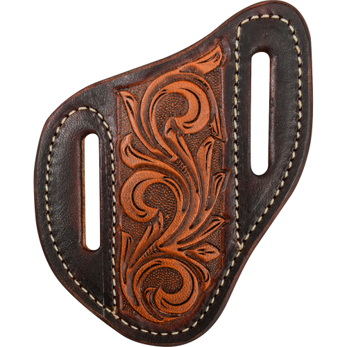Martin Saddlery Angled Knife Sheath with Dyed Edge and Floral Tooling