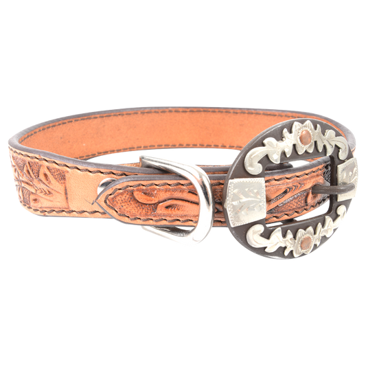 Cashel Dog Collar with Oval Floral Tooling