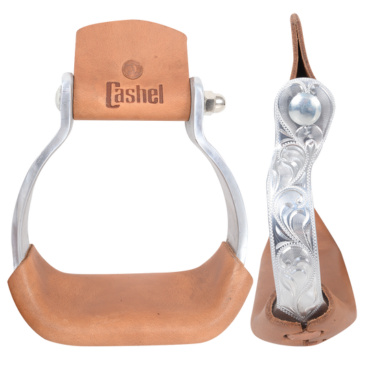 Cashel Aluminum Engraved Youth Slanted Stirrup 2-inch Deep