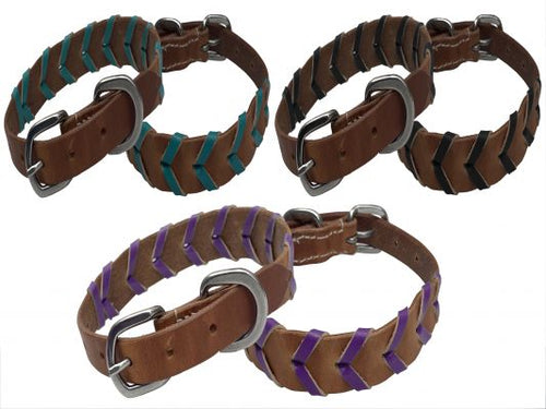 Color Braided Leather Dog Collar