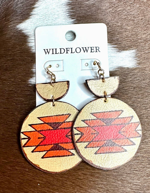 Leather Circle Aztec Earrings