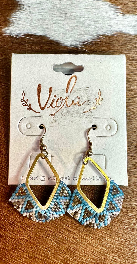 Blue & Gold Diamond Earrings