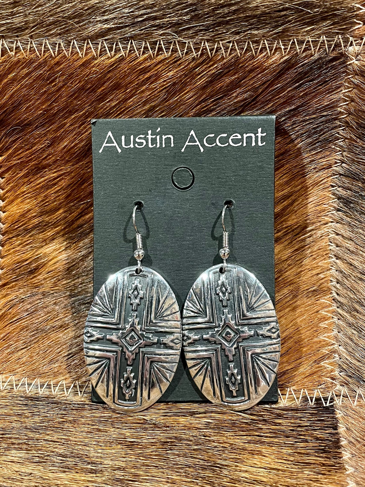 Southwestern Silver Oval Earrings