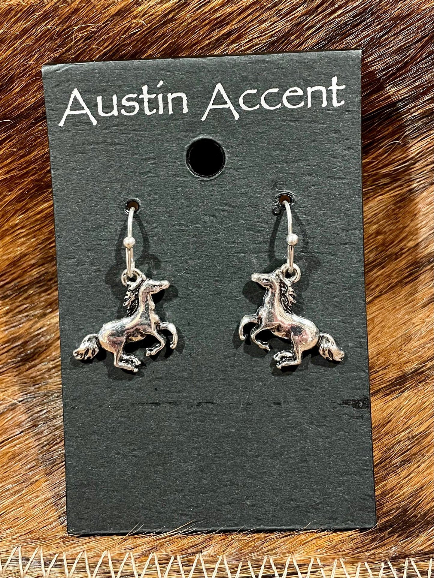 Silver Rearing Horse Earrings