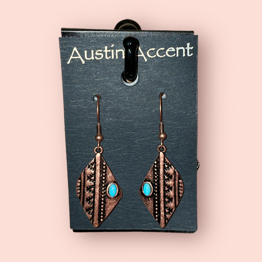 Diamond Shape Earring w/ Turquoise Accent