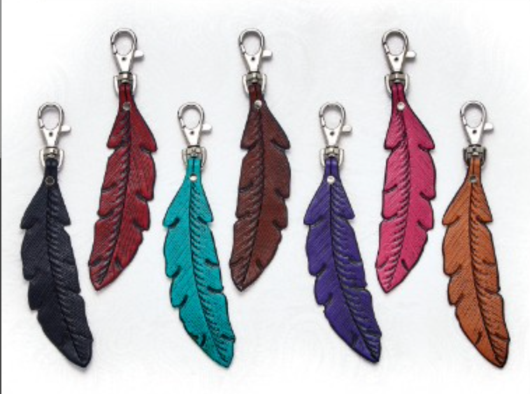 Leather Feather Keychain