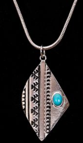 Diamond Shaped Necklace w/ Turquoise Accent