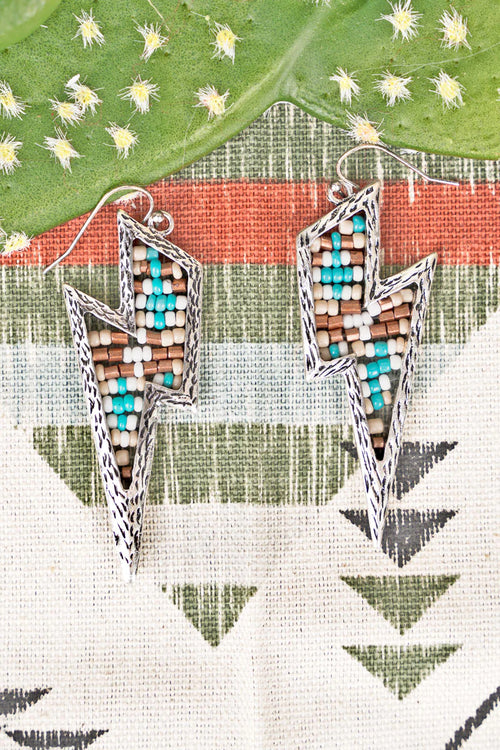 Natural Lynbrook Lightning Seed Bead Earrings