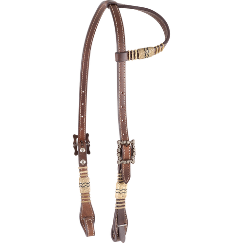 Cashel Rawhide Slip Ear Headstall with Square Flower Buckles
